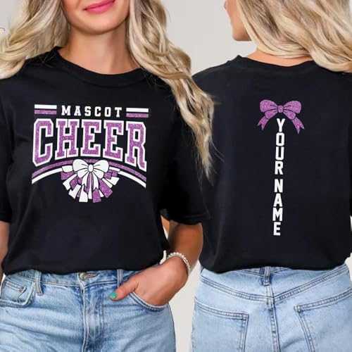 Custom Cheerleading Senior Shirt, Personalized Cheer Mom & Team Spirit Tee, Pom Pom Megaphone Graphic, Game Day Fan Wear2