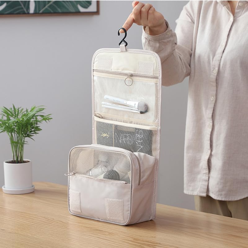 Beauty Case da Viaggio per Donna, Pochette cosmetica Impermeabile, Organizer per Articoli da Toilette e Cosmetici, con Gancio per riporre Il Trucco in Bagno.