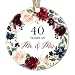 40 Forty Years Married Mr. & Mrs. 2019 Christmas Ornament Keepsake Gift 40th Wedding Anniversary Husband & Wife Pretty Ceramic Holiday Decoration Present Porcelain 3" Flat with Gold Ribbon Free Box