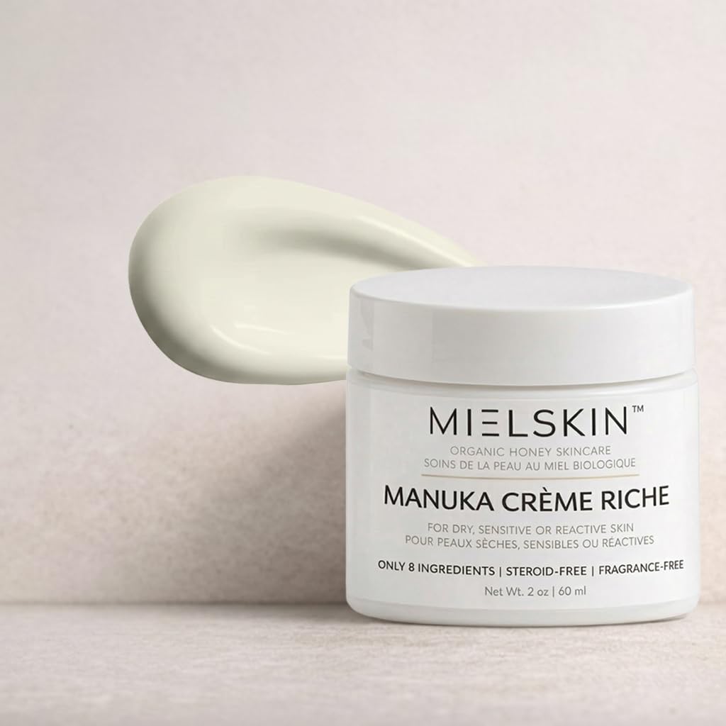 Manuka Honey Face & Body Cream for Sensitive Skin – Rich Moisturizer for Dry, Reactive Skin – Minimal Ingredients – 2 oz (60 ml)