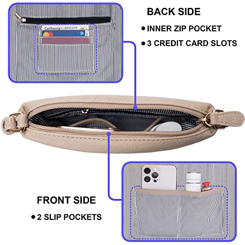 Image of Solene Small Multi Zipper Pocket Crossbody Bag with Adjustable Strap, Lightweight Travel Purse, Daily Small Messenger Pouch