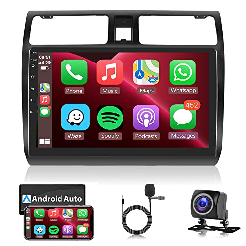 Android 11 Autoradio 2 Din pour Suzuki Swift 2005-2010 avec sans Fil Apple Carplay Android Auto Navi GPS 10.1 Pouces Écran Tactile Autoradio avec Bluetooth FM/RDS USB/Dab+/Hi-FI/SWC + Caméra de Recul Cover