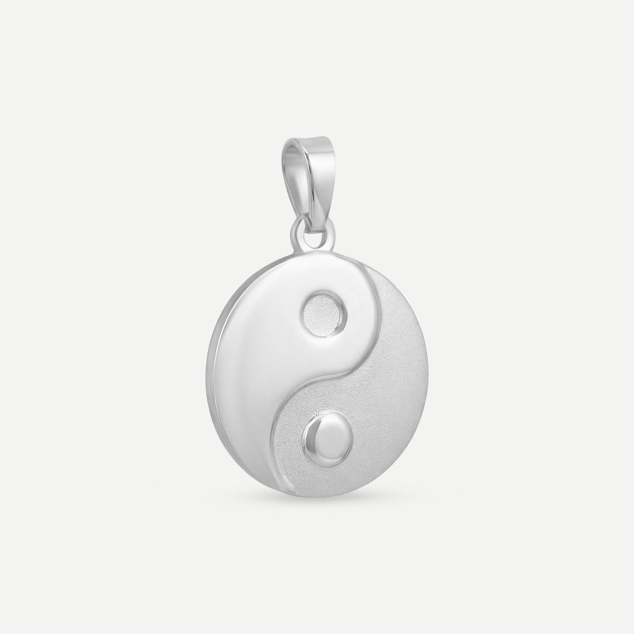 AMOR - Pendentif de Collier Unisexe Femme Homme en Argent 925 - Motif en Forme Yin Yang - AMR-N0016
