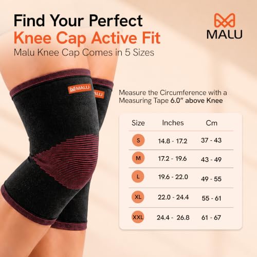 Image of Knee Cap for Knee Pain Relief | Compression Knee Support Sleeve for Men & Women | Breathable Bamboo Yarn | Patella Stabilizer for Sports, Walking, Arthritis, Gym & Recovery | Size (L)