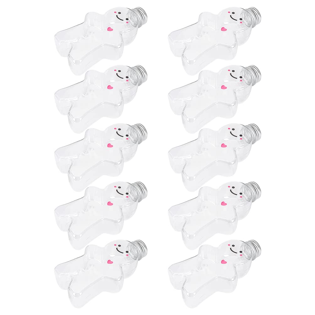 diyfixlcd 10pcs Gingerbread Man Water Bottle Christmas Bottles Reusable Plastic Bottles with Caps Gingerbread Man Candy Jar Christmas Party Favors 500ml