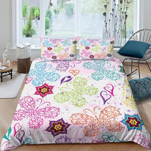 Housse de couette papillons lit single 135x200cm infroissable et douce - 4