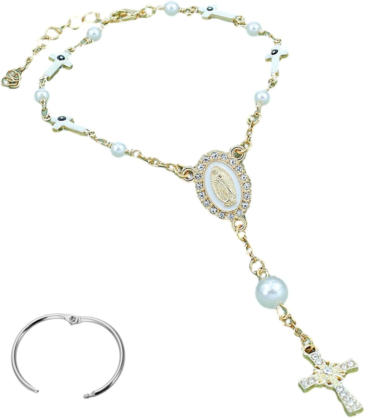 Car Rosary for Rearview Mirror,Cross Rearview Mirror Auto