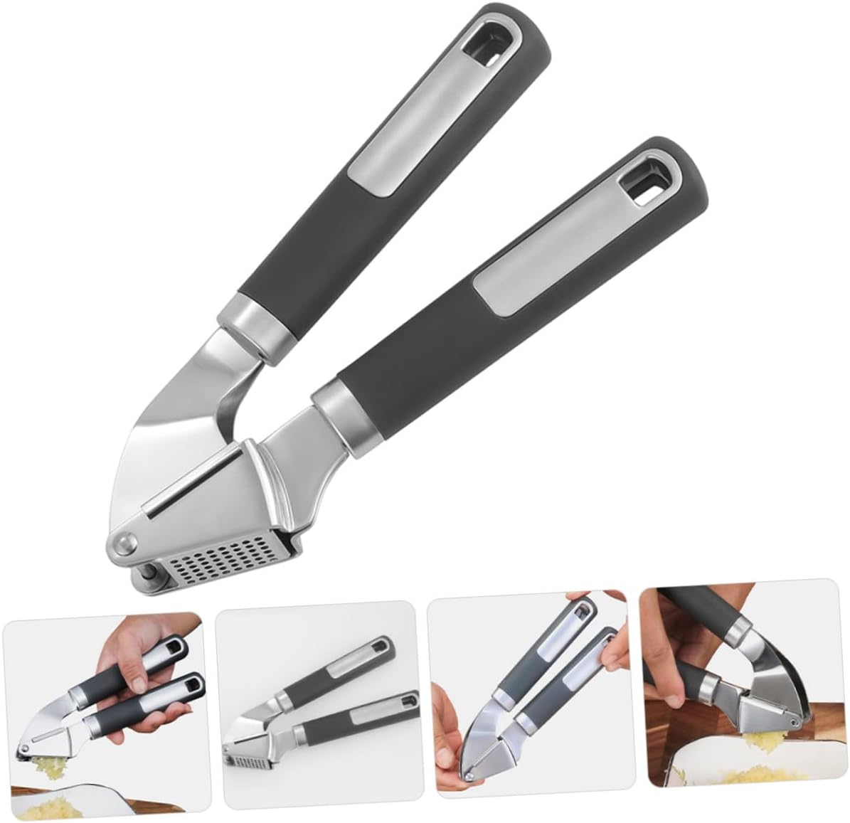 Manual Stainless Steel Garlic Press Tool Handheld Home Kitchen Garlic Crusher Suitable for Cooking Food Preparation