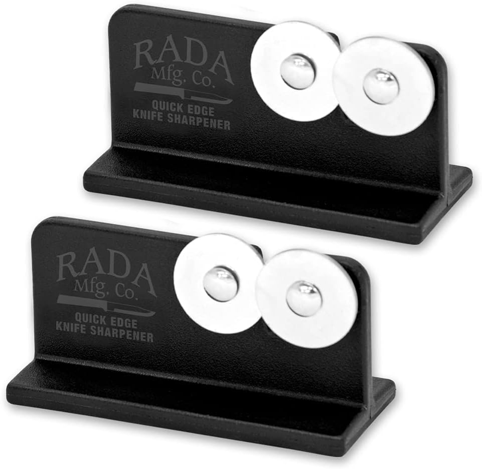 Rada Cutlery Quick Edge Knife Sharpener (R119), 3.5" x 2", Stainless Steel Wheels, Pack of 2