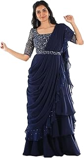 flysta Women’s Designer Lehenga Saree with Stitched Embroidered Blouse Heavy Georgette Lehenga Saree Set with Belt