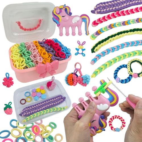 ミサンガ キット メイキングトイ 女の子 手作りキット 子供 ブレスレット ネックレス 指輪 アクセサリーキット 収納ケース付き DIY 手芸キット 小学生 おもちゃ 女の子 クリスマス 6 7 8 9 10 11 12歳 誕生日プレゼント (ピンク)