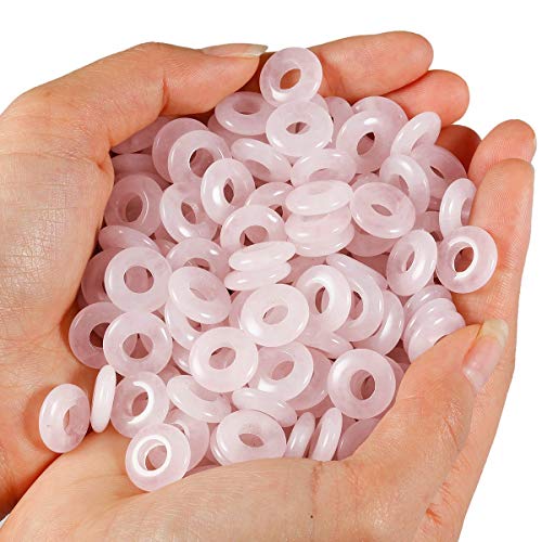 Sunyik Rose Quartz Large Hole Rondelle Loose Charms European Bead Fits Bracelet,Jewelry Makings, 14X4Mm, Pack Of 20 #TOP1
