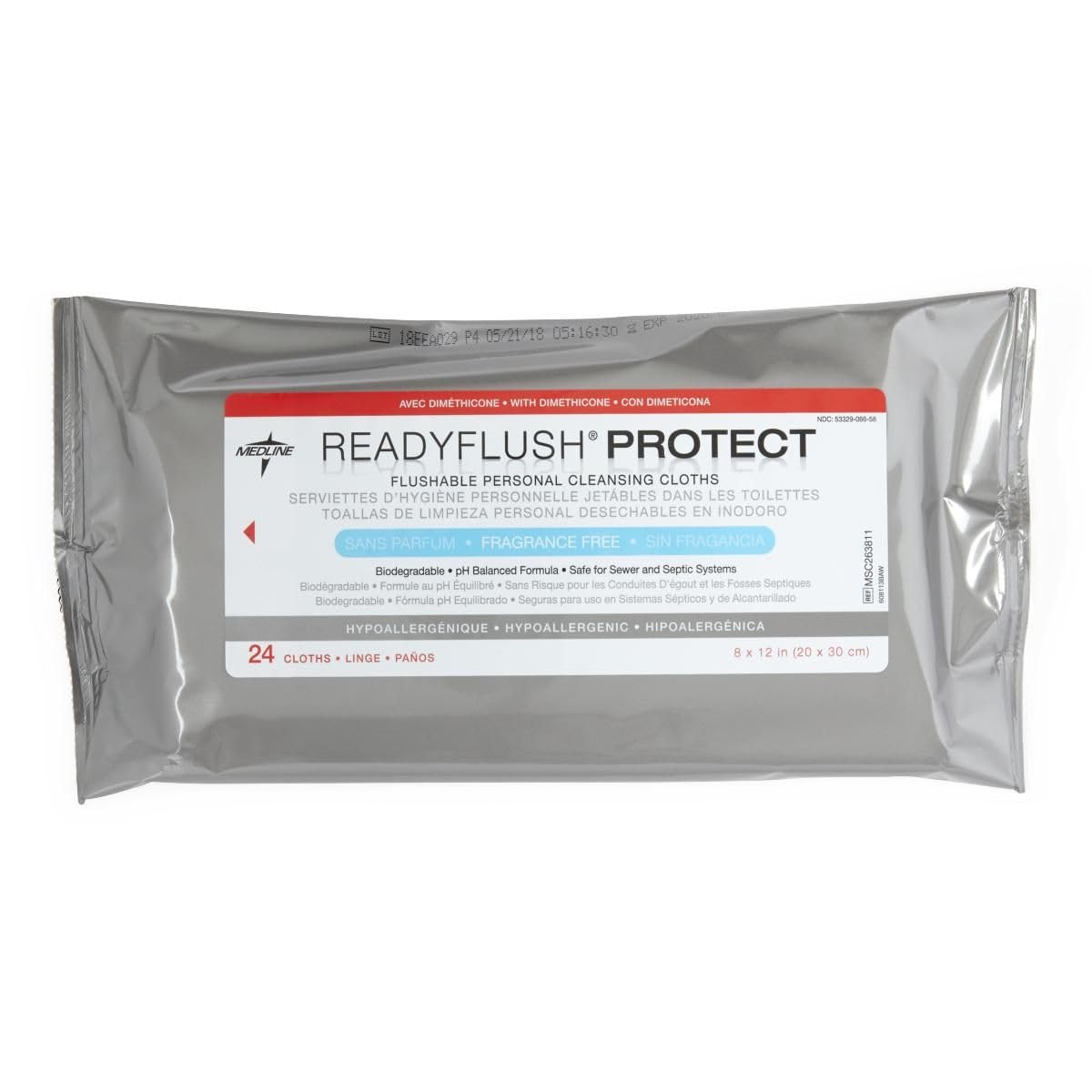 Medline Readyflush Biodegradable Flushable Wipes, 24 Count