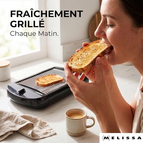 Melissa 16140145 Grille pain plat avec tiroir ramasse miettes amovible - vue 10