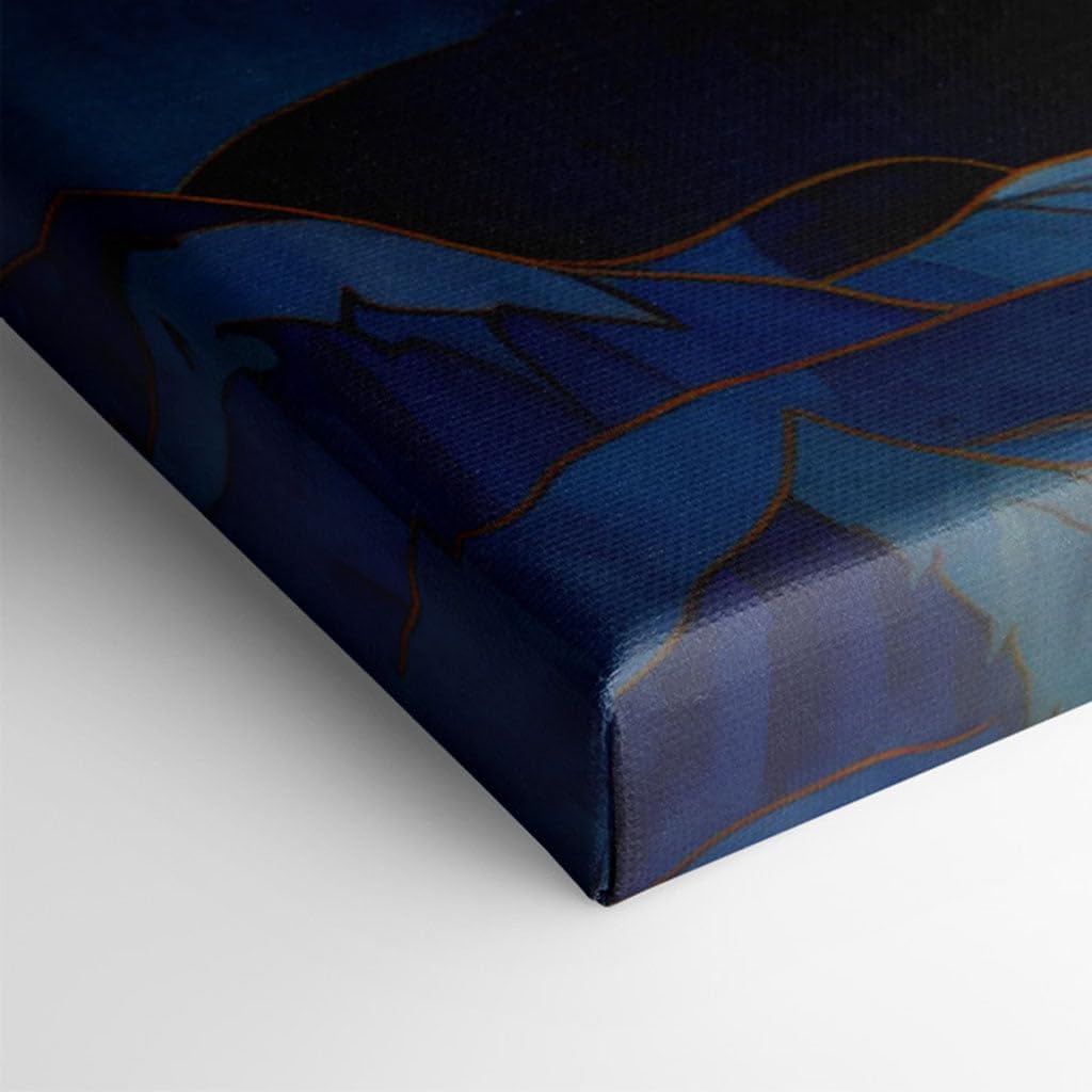Canvas for Living room. Majestic Vistas: Envisioning a Fantastical Blue Mountain Landscape Bathed in Golden Sunlight, 27 x 18 inch Canvas Wall Art - Contemporary Masterpieces - Modern Home Decor