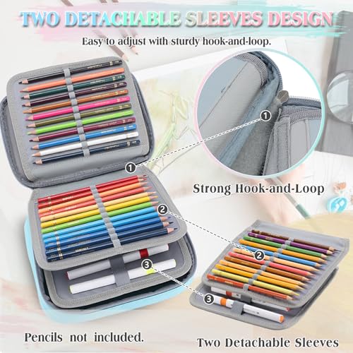 Image of VX VONXURY Large Pencil Case, 54-Slot Colored Pen Pouch 2 Removable Sleeves | Cute Zipper Pencil Bag Organizer, Top Handle, Front Zip Pocket, Durable Fabric for Art Supplies Markers School Travel College