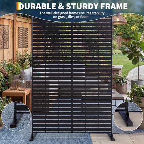 Garvee Metal Outdoor Privacy Screen, 78" h×48" w Freestanding Rustproof Steel Fence Panel Decorative Panels with Stand for Patio Garden, Balcony AC Unit Cover Trash Can Room Garden Divider by Garvee - Image 7