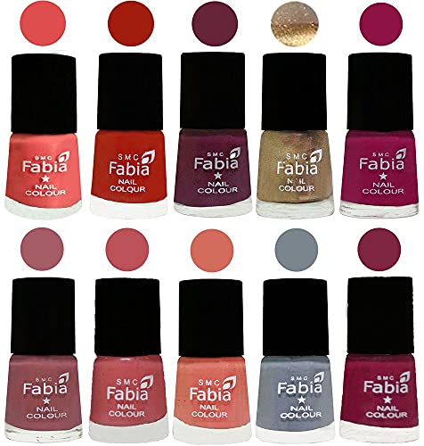 Image of ALL IN ONE (PACK OF 10), Long Lasting Glossy Nail Polish, 6 ml Each, All Vibrant Colours,01819