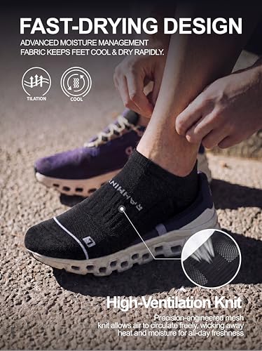 Image of Rahhint No Show Compression Running Socks Coolmax Anti Blister Full Sole Cushion Ankle Slip Resistant Heel Tab Workout Golf