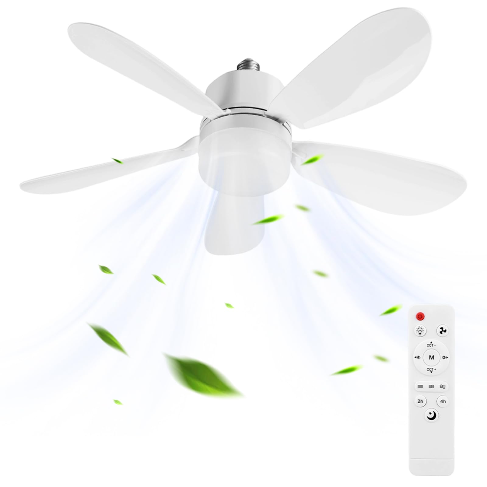AZURAOKEY 2 in 1 Ceilings Fans with Lights & Remote Control, 42cm Ceiling Fan Light Bulb Socket Fitting, Dimmable 3000-6500K 3 Color 3 Speed Timing Fan Lights Ceiling for Bedroom Living Room Kitchen — image 1