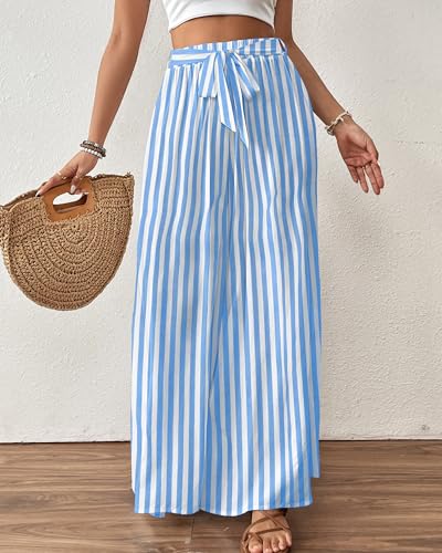 Image of Bsubseach Women Wide Leg Pants Floral Flowy Palazzo Pants