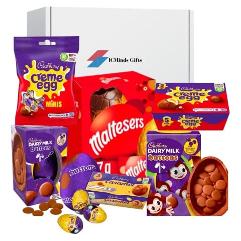 Cadbury Easter Eggs Bundle - Easter eggs bulk - Cadbury creme eggs, Cadbury Buttons, Caramel, Cadbury Dairy Milk egg & Maltesers Easter Egg - Easter egg gift box Cover