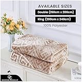GC GAVENO CAVAILIA Faux Fur Mink Throw Small Large Greek Border Sofa Bed Warm Blanket - Luxury Easy Care Thermal Warm & Cosy Fleece Blanket Throw - 150 x 200 Cm - Mink - Image 6