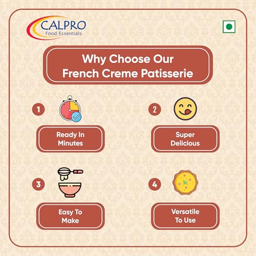 Image of Calpro French Creme Patissiere,350G-Eggless Primum Custard In Second & Bake Stable ! Melt-In-Mouth -100% Vegetarian: Mix Powder 250G