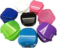 Vista 3 de Caja de baño de dentadura postiza, caja de almacenamiento de dientes falsos, mini estuche de taza de dentadura de viaje con colador (rosa)