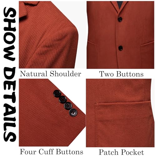 Image of Barry.Wang Men's Vintage Corduroy Blazer Jackets Business Casual Sport Coat | 2 Button,Notch Lapel,Patch Front Pockets,Regular Fit,Daily Wear,Office,Country Western Style,Church Gathering,Homecoming