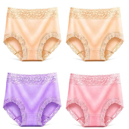 Lingerie culotte femme grande taille culottes taille haute en dentelle lot de 4