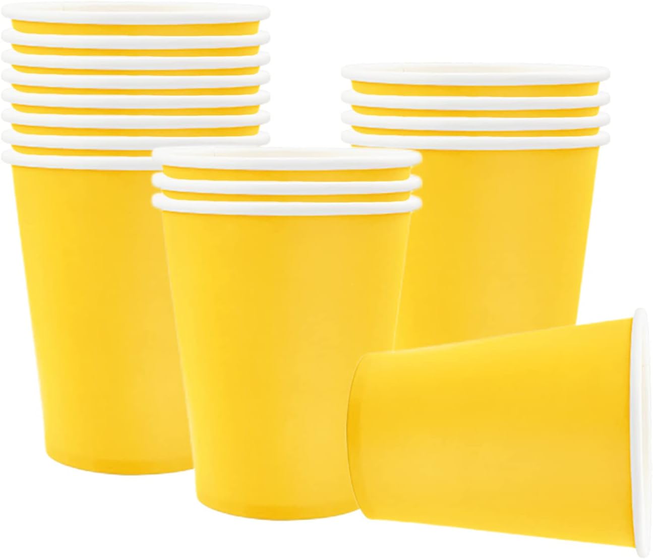 YAAVAAW 16Pcs Yellow Party Paper Cups,9oz Cold/Hot Drinking Cups Tea ...