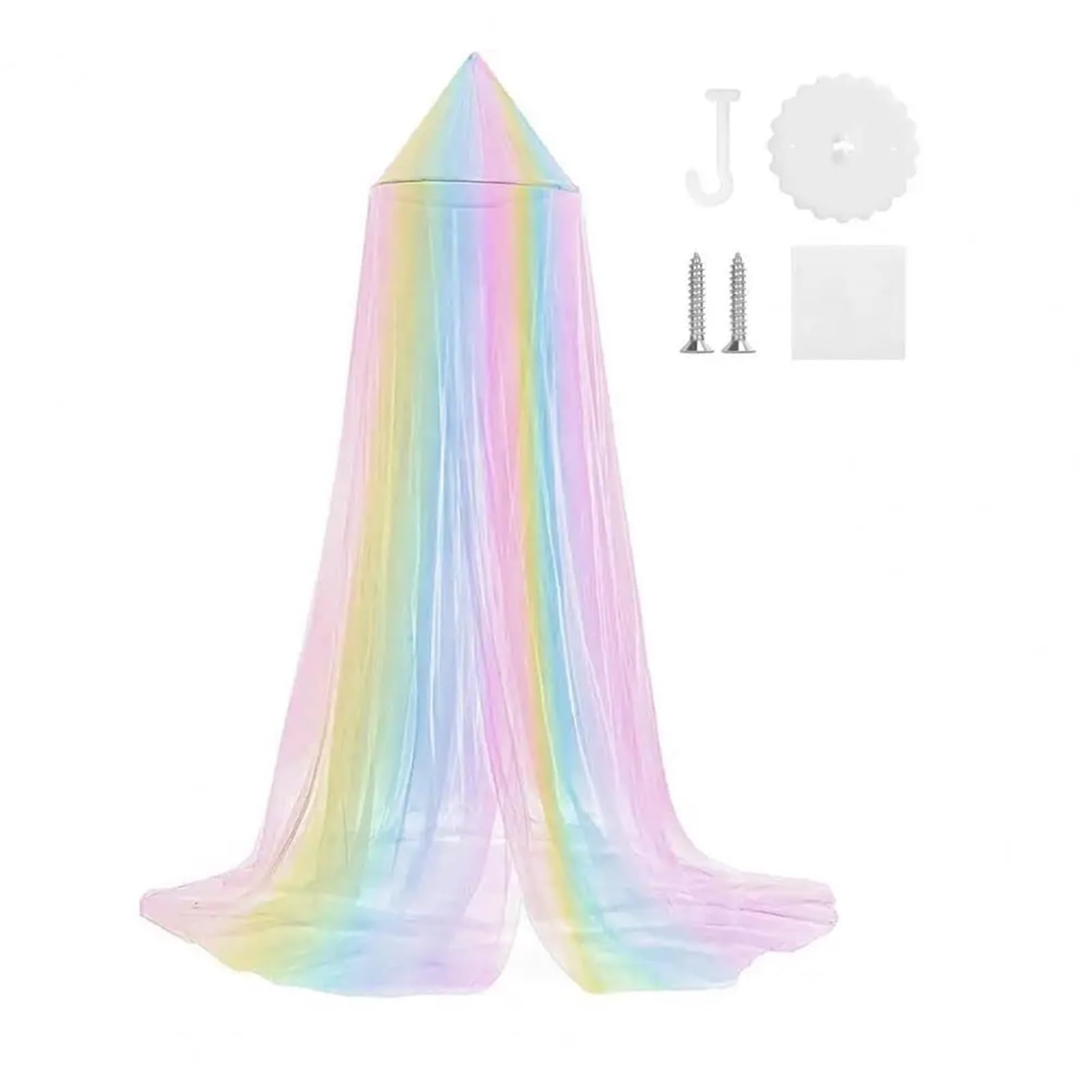 KiddiBubzi Single Door Bed Canopy Rainbow Color Mesh Net Breathable Fully Enclosed Bed Canopy Bed Cover Curtain Home Decor(M)