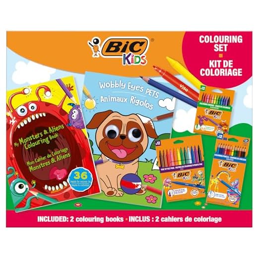 BIC Kids Fun Set de 38 Piezas Para Colorear: Explora y Crea sin Límites - Rotuladores, Lápices y Ceras de colores, incluye 2 Divertidos Libros para Pintar - Regala Diversión a los Niños