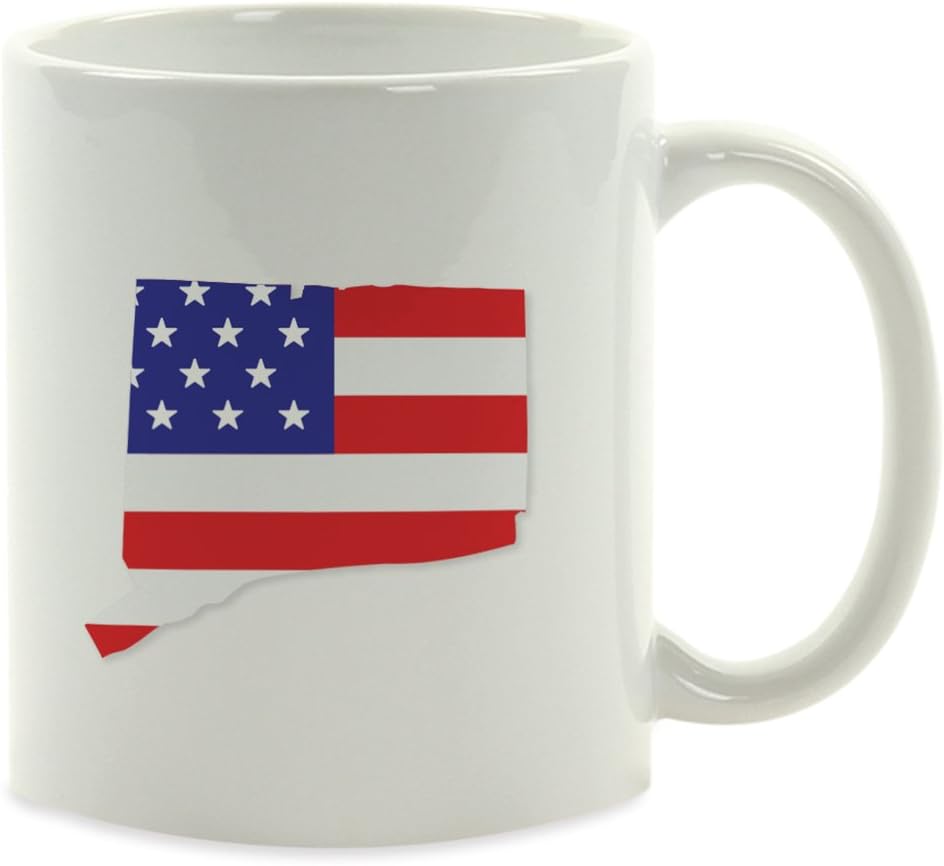 Andaz Press 11oz. US State Coffee Mug Gift, United States Country Flag, Connecticut, 1-Pack, Presidential Election Veterans Day Fourth of July Party Decorations Birthday Christmas Gift Ideas