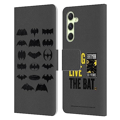 Head Case Designs Officially Licensed Batman DC Comics Comic Logos Leather Book Wallet Case Cover Compatible With Samsung Galaxy A54 5G
