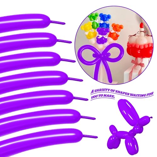 Image of LXZFCRG 260 Balloons Purple Long Balloon for Balloon Animals, Thickening Long Skinny Latex Twisting Ballon for Halloween Party Suppies Birthday Wedding (Purple)