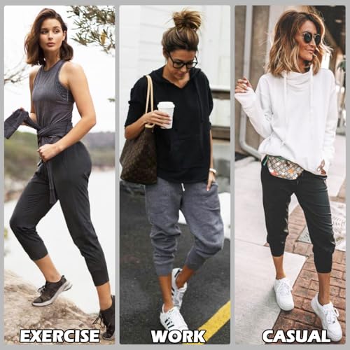 NEW YOUNG 3 Pack Capri Sweatpants for Women-Women's Joggers with Pockets Workout Yoga Pants Athletic Leggings4