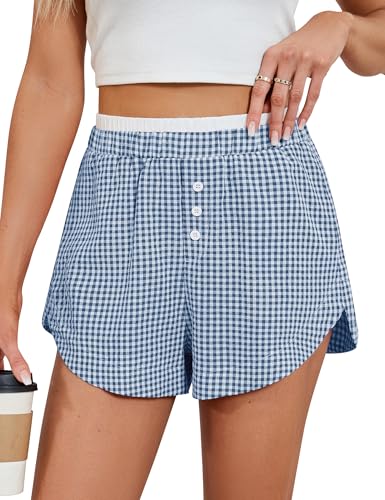 Image of Blooming Jelly Women's Boxer Shorts Pajama Pj High Waisted Gingham Summer Lounge Sleep Bottoms Beach Outfits 2025