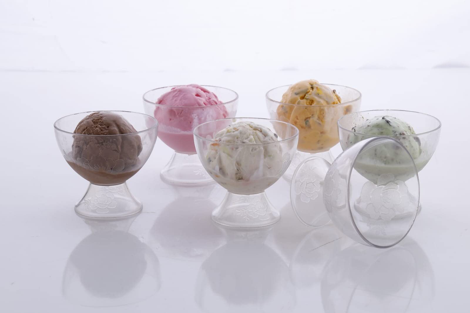 Nisarg Unbreakable Plastic Transparent Ice Cream Cup, Ice Cream Bowl, Dessert Bowl, Pudding Cup Bowls 150 ml (Pack of 6)