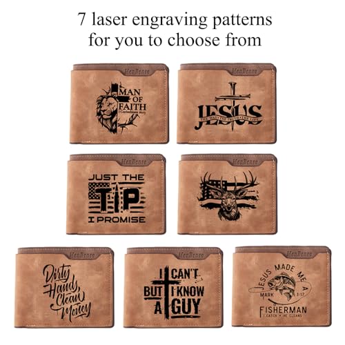 Kasutoo Men's PU Wallet Multiple Card Slots, Id Window with Laser Engraving Pattern (Jesus Made Me a Marked Fisherman)2