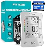 FITAGE Blutdruckmessgerät Oberarm Digital Blutdruck-Messgerät und Pulsmesser mit Speicherfunktion Manschettensitzkontrolle für Oberarmumfänge von 22-42 cm, Arrhythmie-Erkennung Blood Pressure Monitor