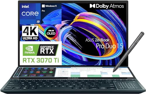 ASUS Zenbook Pro Duo 15 OLED Laptop, Intel Core i9-12900H, GeForce RTX 3070 Ti, 15.6