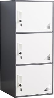 iCHENGGD 3-Door Steel Metal Locker Cabinet - Secure Lockable Storage Organizer for Home, Office, School - 35.4"H Rust-Resistant