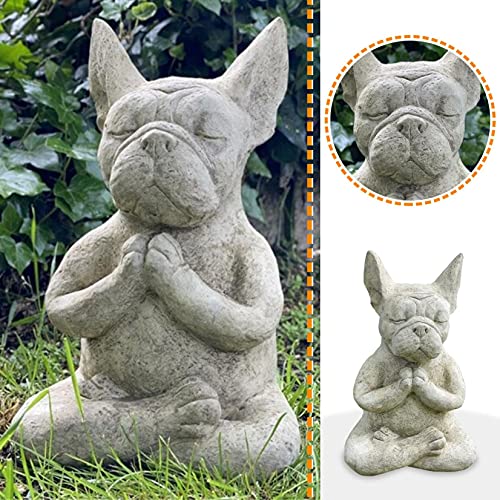 Qistubay French Bulldog Statue, Meditating Sitting French Bull Dog Decoration, Super Cute Yoga Pray Bull Dog Ornament For Garden Lawn Home Decor #TOP5