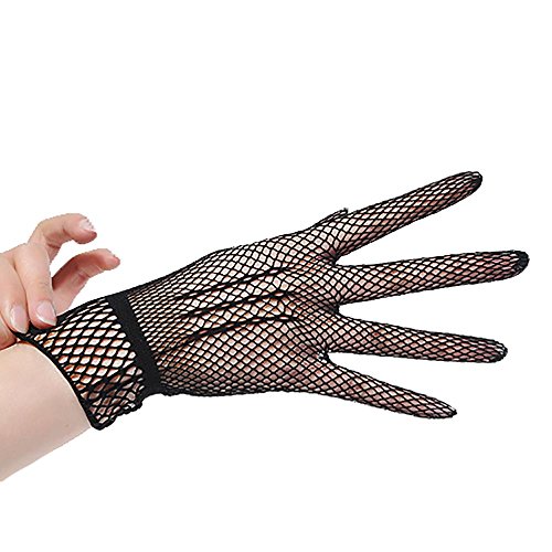 SHOBDW Guantes Mujeres invierno de elegante Anillo de bodas Alta Moda de malla Sexy Guantes Elasticidad de Encaje de Rejilla Largos de neón para Damas Chicas de mujer Guantes(Negro,One Size)