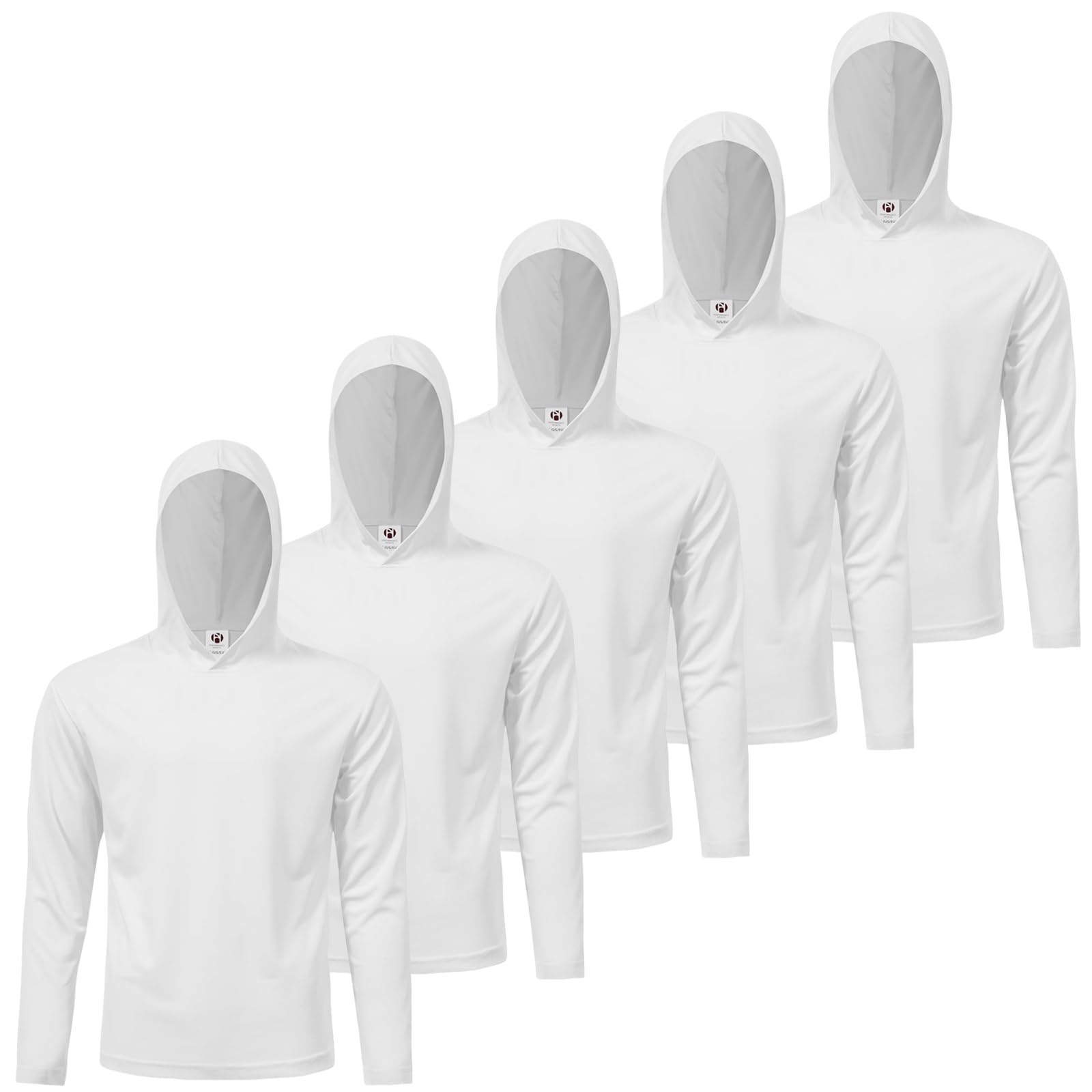 Mens Active Athletic T-Shirts Set Long Sleeve Sun Protective Quick Dry Hoodies Shirt 5 Pack