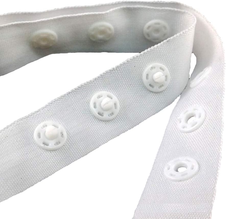 Yoke Snap Button Tape with Plastic Fastener Buttons 0.70" Inch 5 Meter Length,Sewing Polyester Tape with White Round Shape Press Button Replacement Ribbon for Crafting Crafts DIY Cloth (White)-image-41