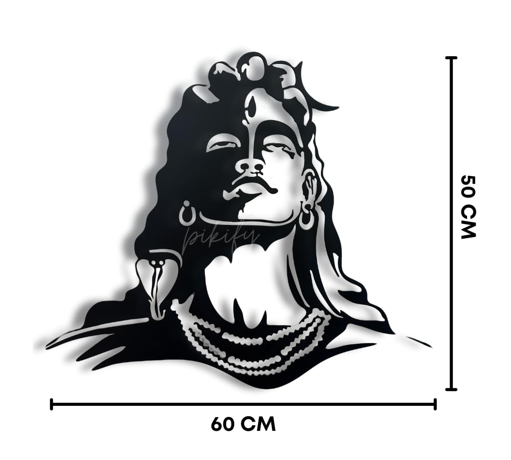 Pikify Iron Floating Metal Wall Art for Living Room | Antique Contemporary Frame | 3D Effect (Adiyogi Shiva, Large) 4
