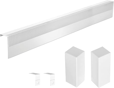 Redants 5 FT Baseboard Heater Covers with Left and Right Endcaps, Galvanized Steel Easy Slip-On Baseboard Cover for Replacing Old and Rusty Looking Electric and Hydronic Base board Heater Cover